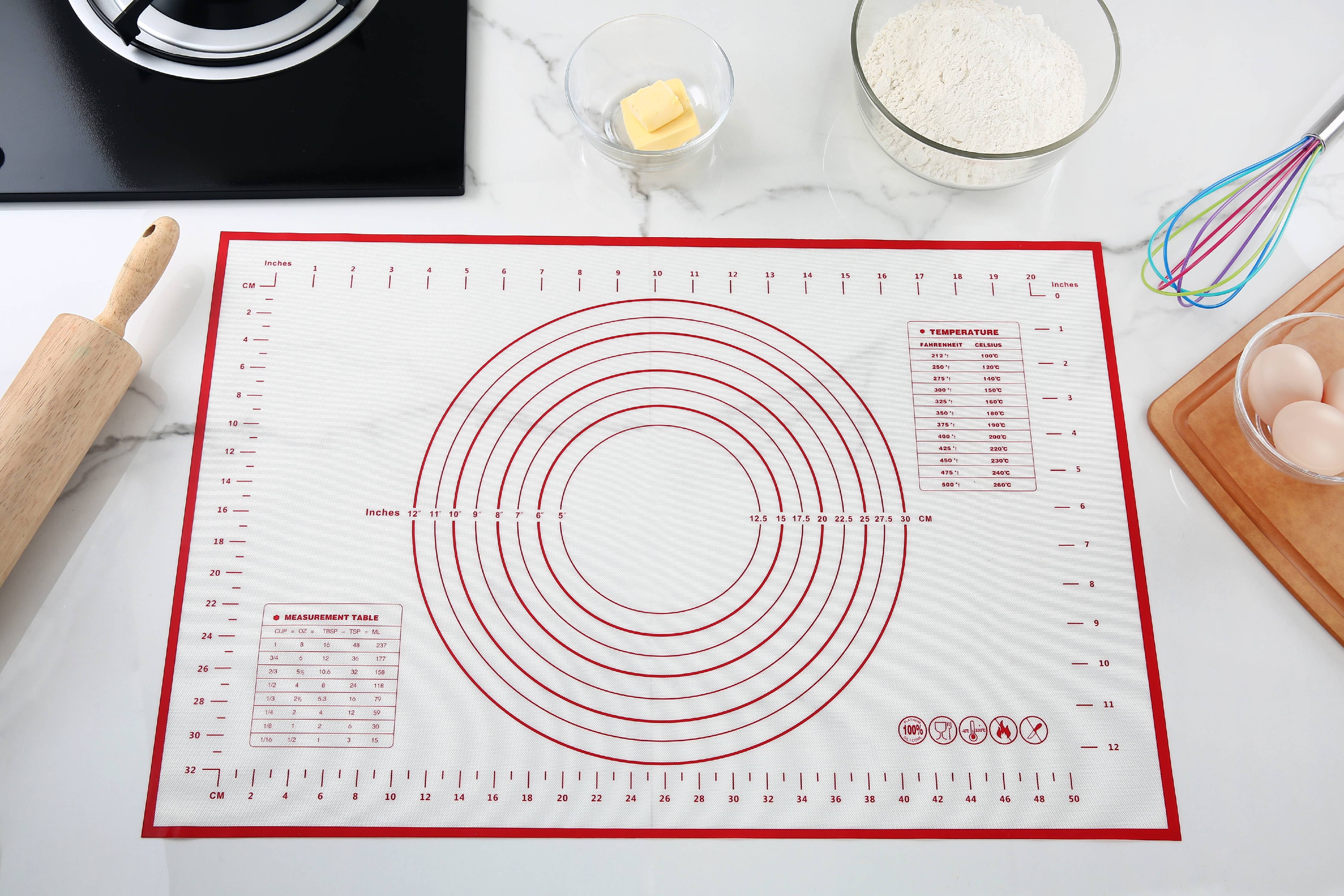 Mainstays Reusable Silicone 24"x 18" Pastry Mat with Measurements - Image 3