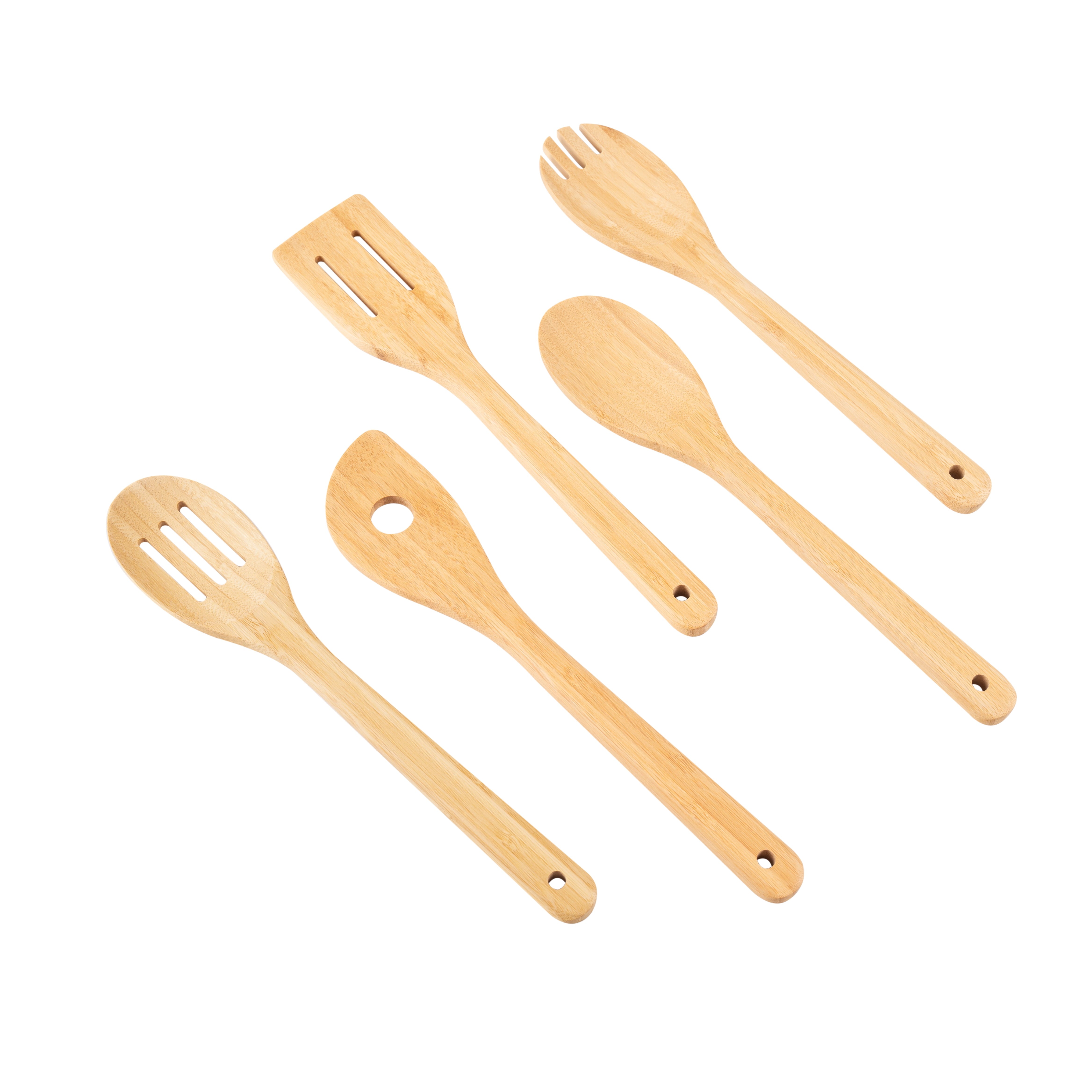 Mainstays 5pk Bamboo Spoons for Cooking, Kitchen Essential Tools Set - Image 5