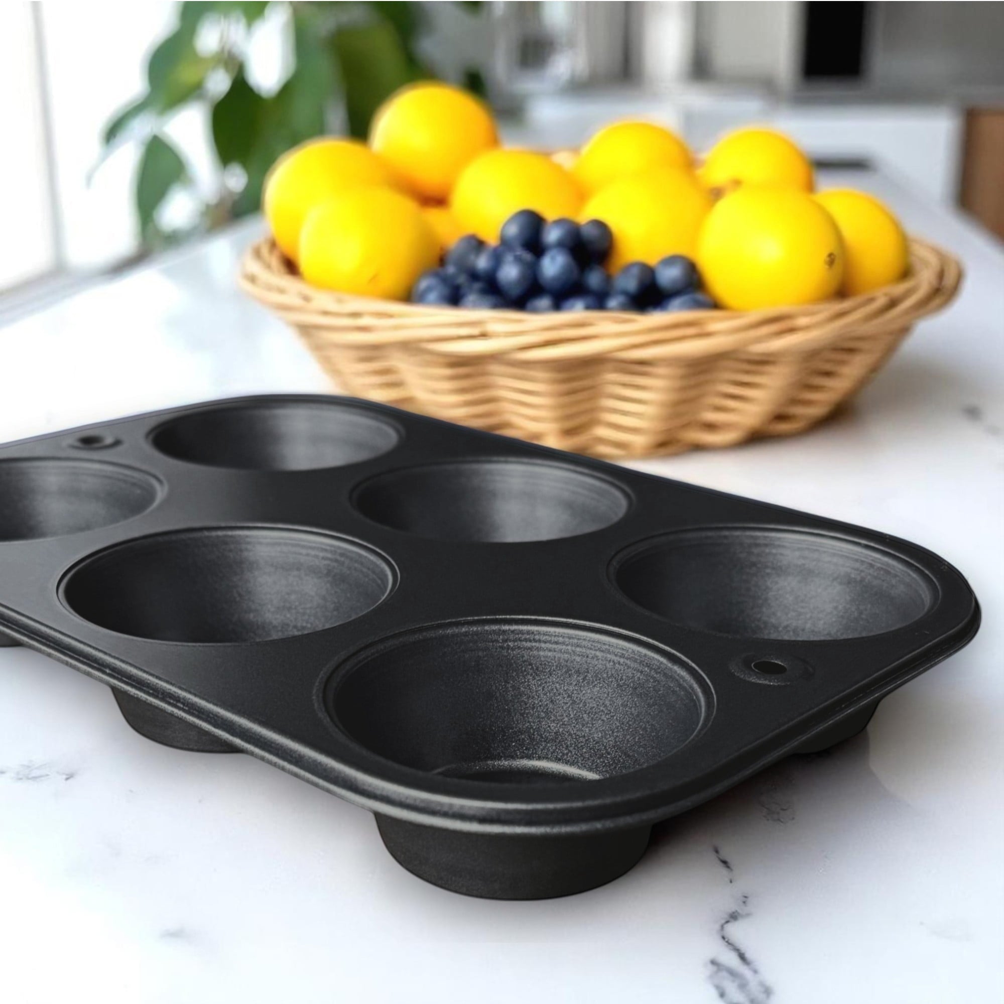 Mainstays 6-Cup Nonstick Steel Muffin Pan, 2.9" Cup, Gray, 1 Count - Image 4