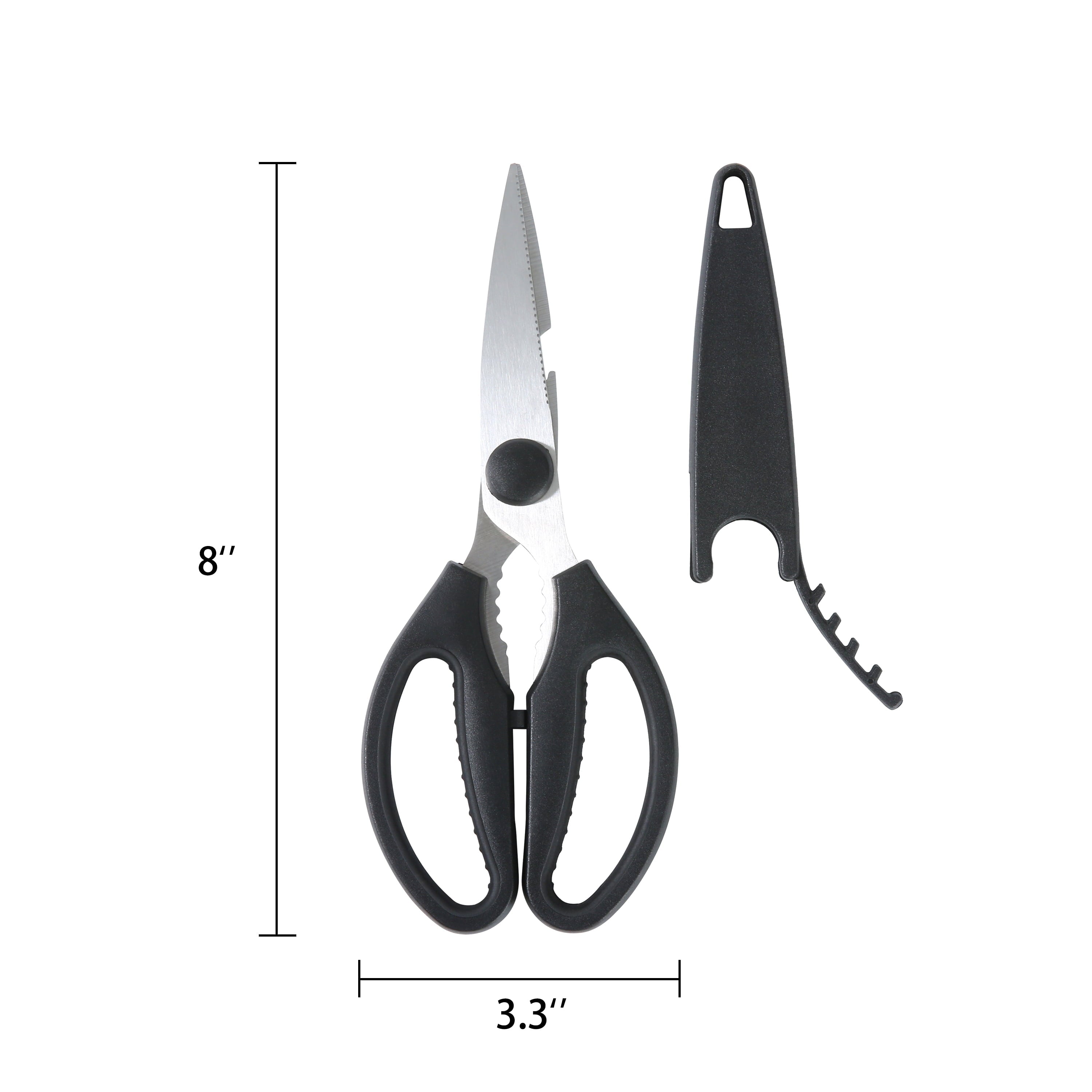 Mainstays Black Handle Stainless Steel Multi-Purpose 8.6in Kitchen Shears - Image 3