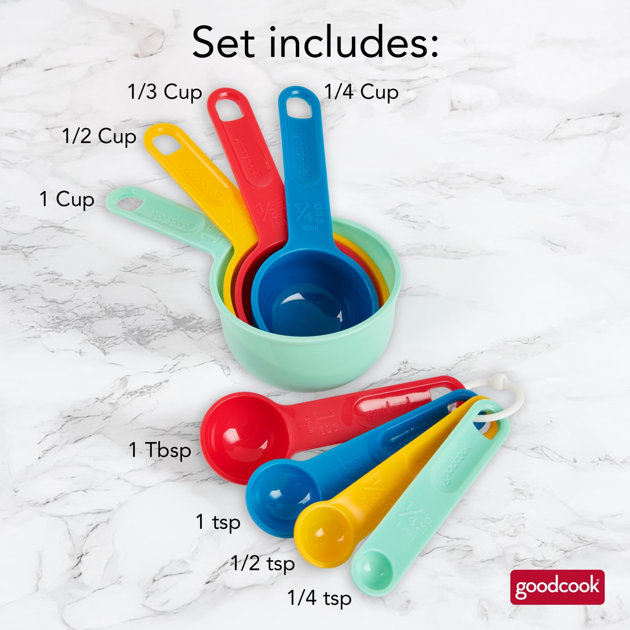 Pro Measuring Cups And Spoons, Set Of 8 Nesting With Storage Ring - Image 4