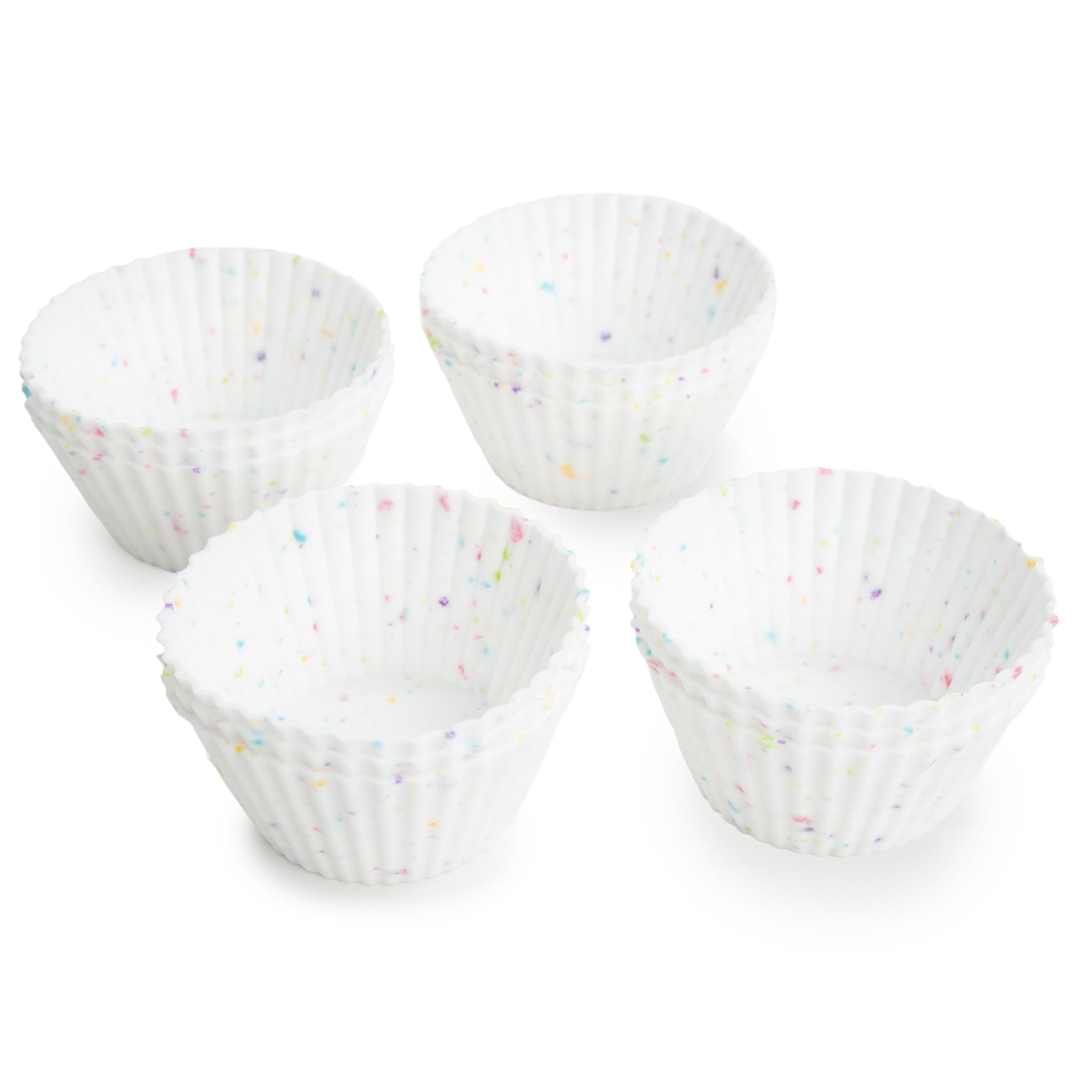 S&T Inc. Reusable Non-Stick Silicone Baking Cups (12 Pack) - Standard Size - Confetti