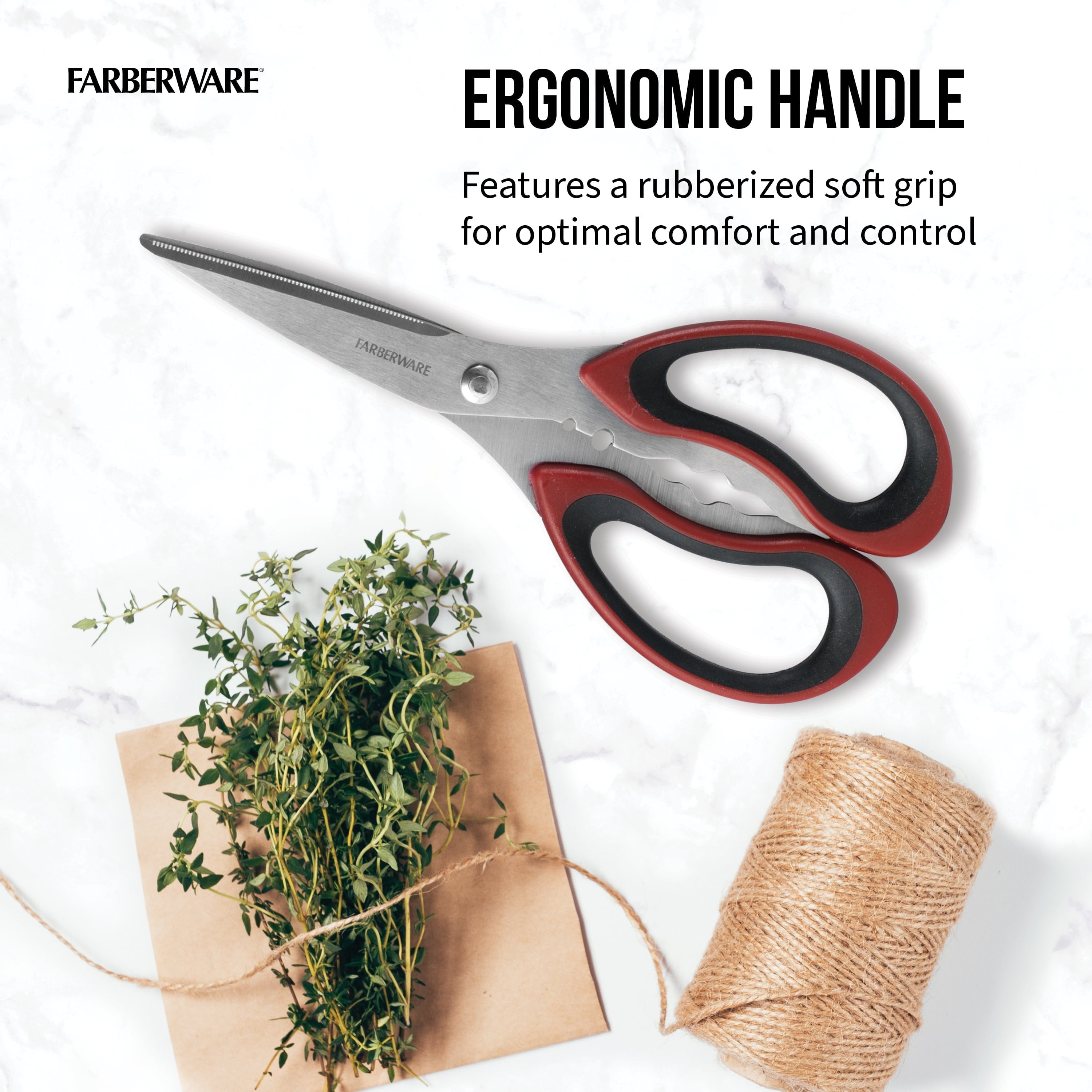 Soft Grips Stainless Steel Kitchen and Herb Shears with Red and Black Handle - Image 3