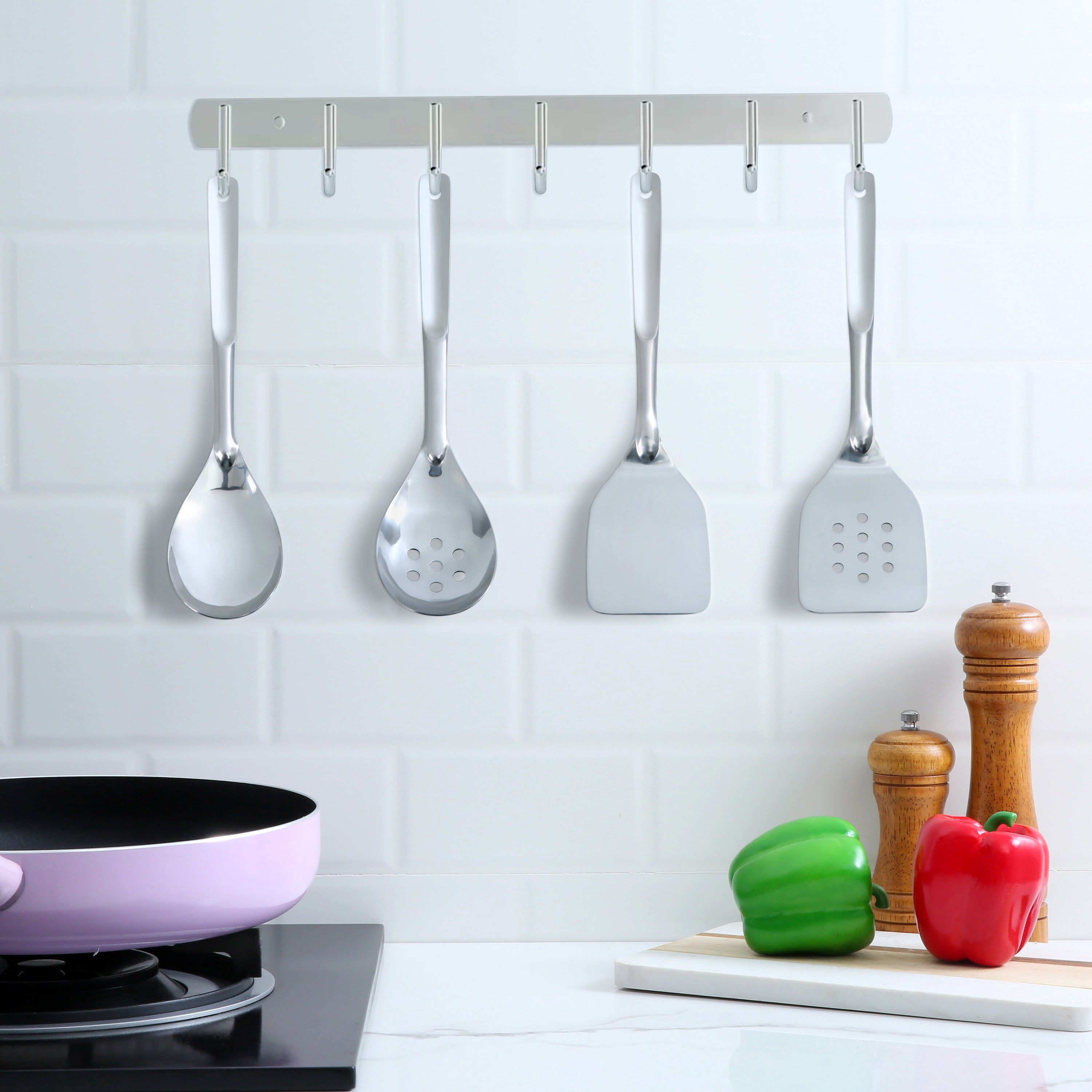 Mainstays Stainless Steel 4-Piece Utensil Set: Includes Spatula, Slotted Spatula, Spoon, and Slotted Spoon - Image 3